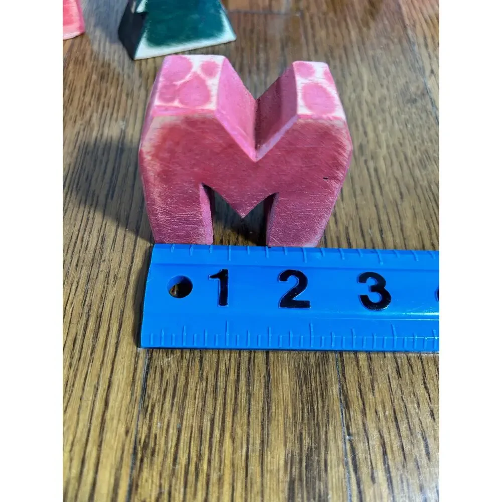 Vintage Wood Merry Christmas Letter Blocks, Hand Painted Standing Letters